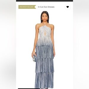 Line & Dot Silver and Blue Maxi Dress